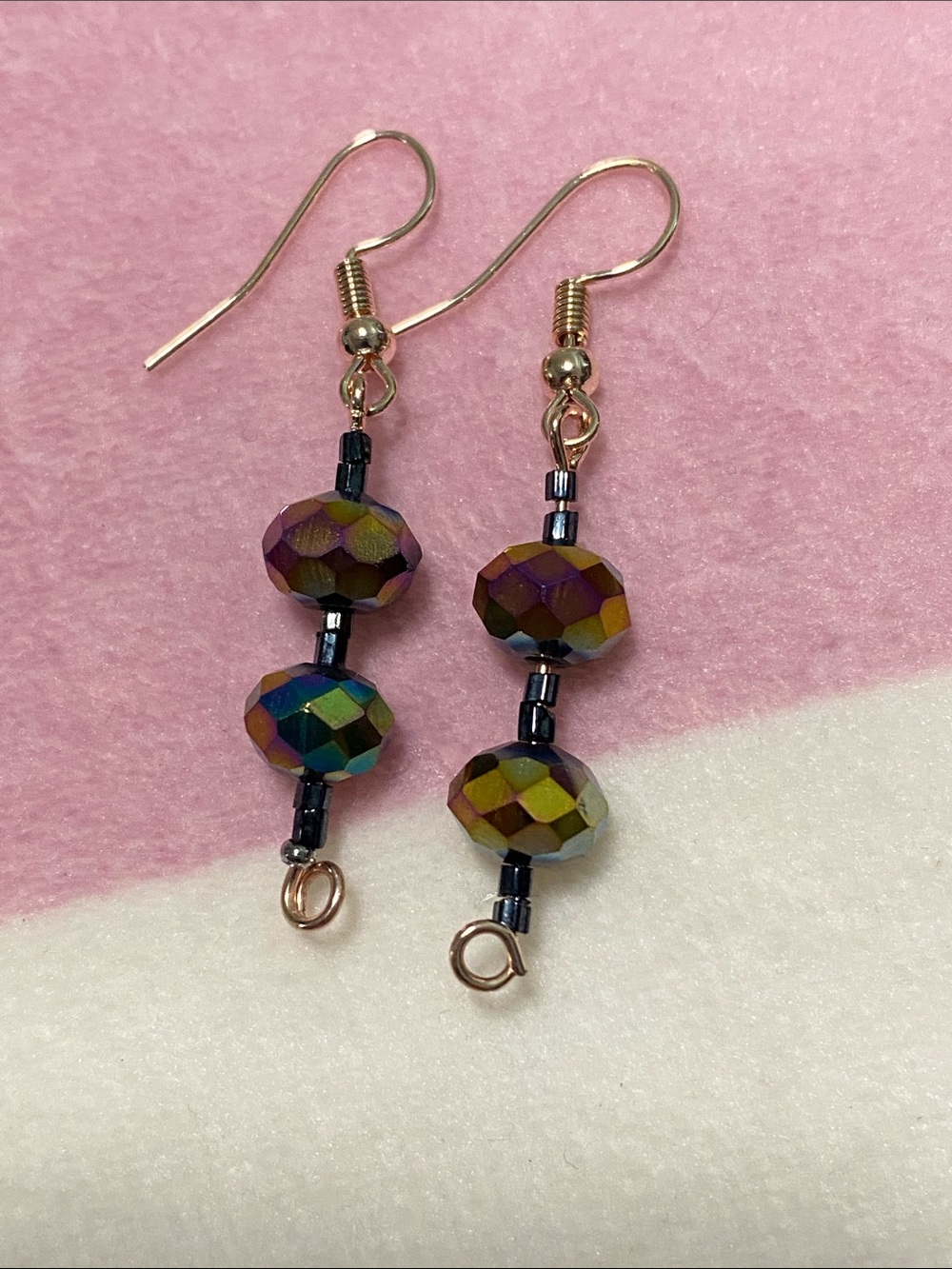 Iridescent Multicolor Faceted Bead Drop Earrings - Women Jewelry